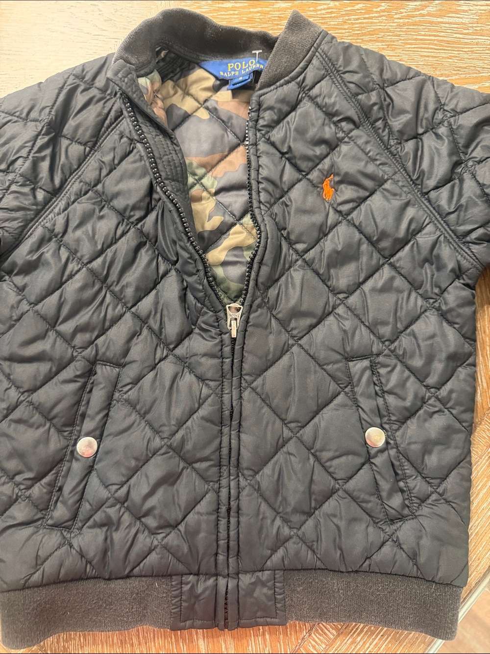 Polo by Ralph Lauren Black Quilted Jacket with Blue Label